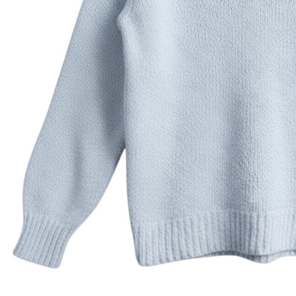 Vince Textured V-Neck Sweater Light Blue Sky Blue Designer Cotton Knit M - Picture 4 of 10